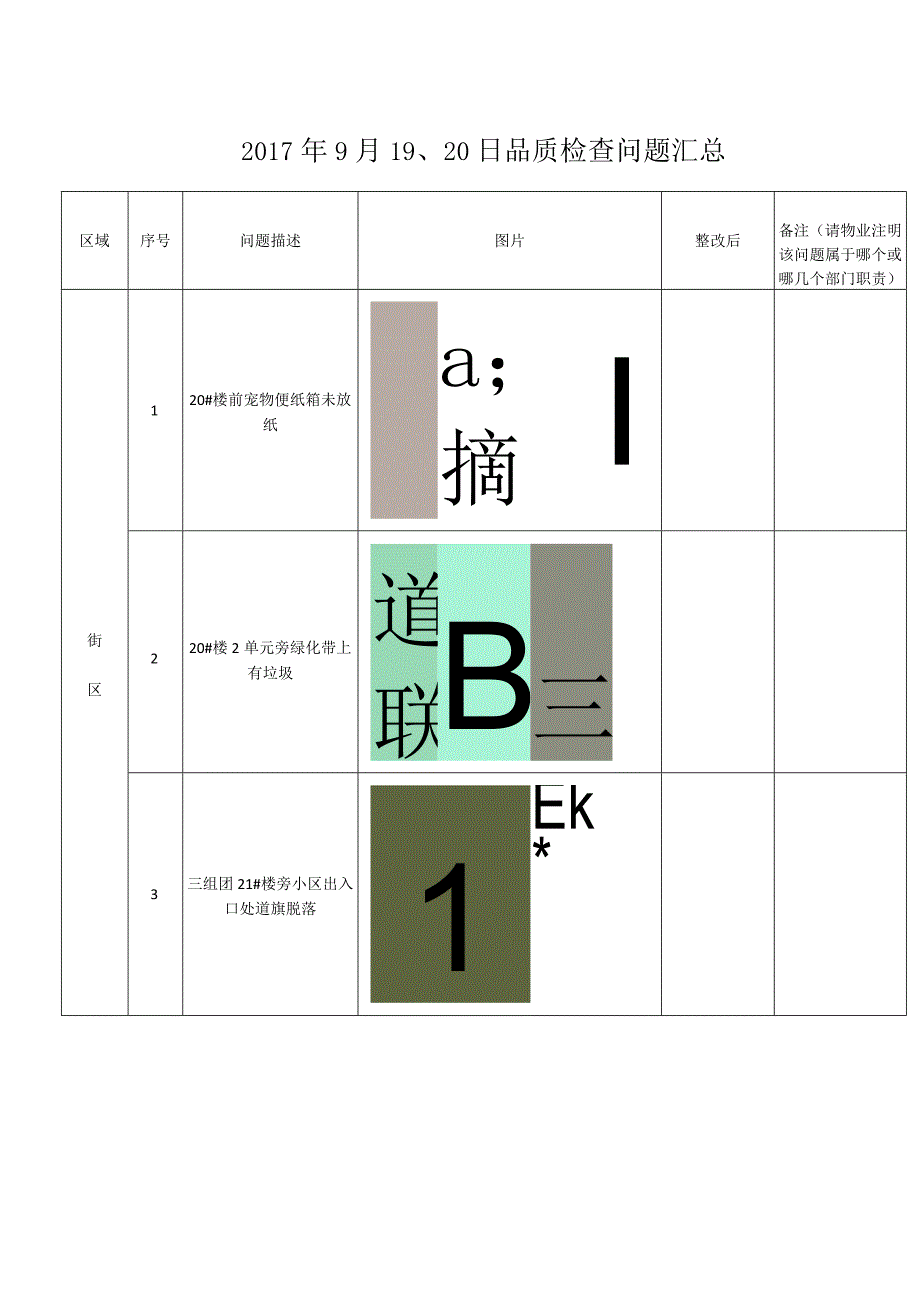 9月19、20日地产品质检查问题.docx_第1页