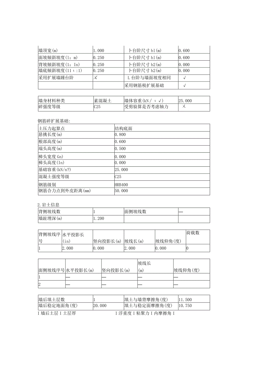 3.0米高重力式挡墙验算（土压力计算方法：静止）.docx_第2页