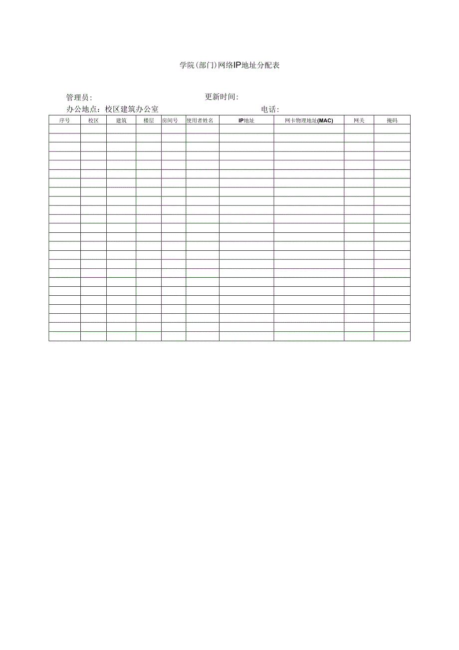 学院（部门）网络IP地址分配表.docx_第1页