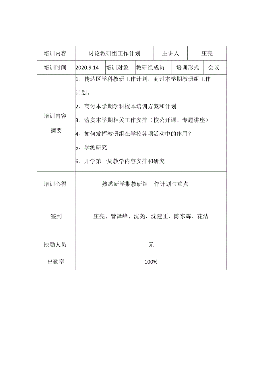 礼嘉中学信息技术学科组校本培训记录及考勤表.docx_第2页