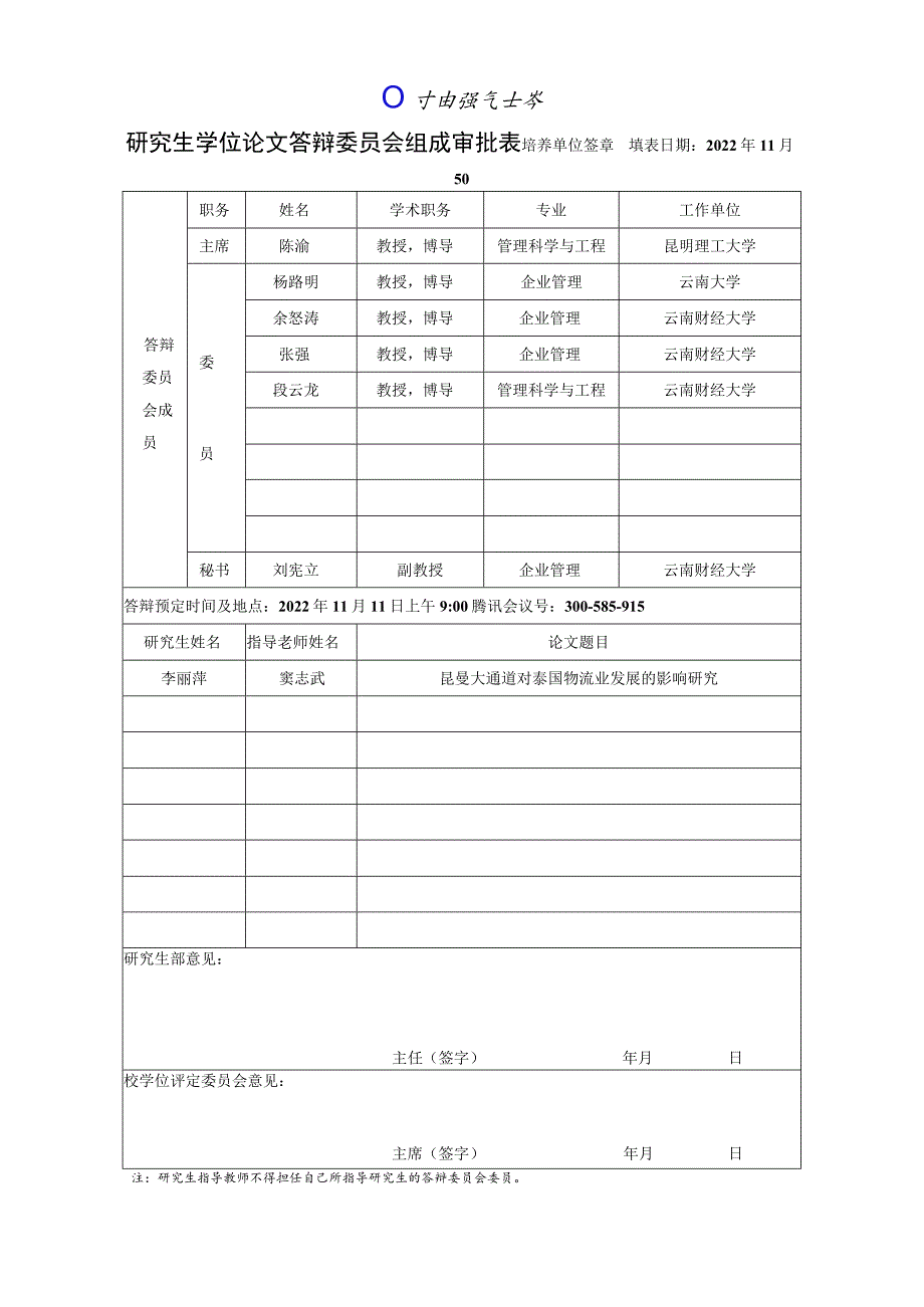 研究生学位论文答辩委员会组成审批表.docx_第1页