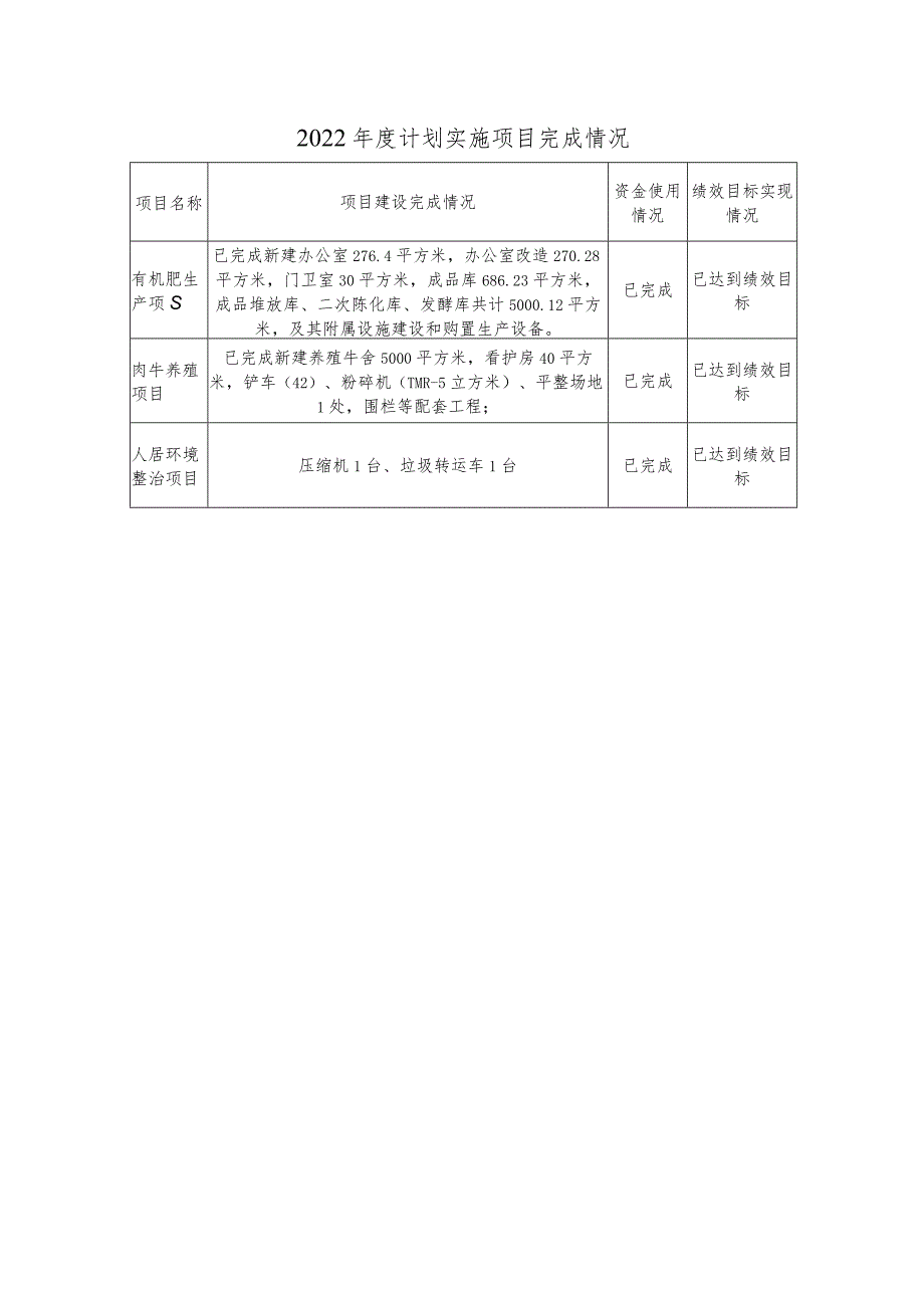 绩效目标实现情况2022年度计划实施项目完成情况.docx_第1页