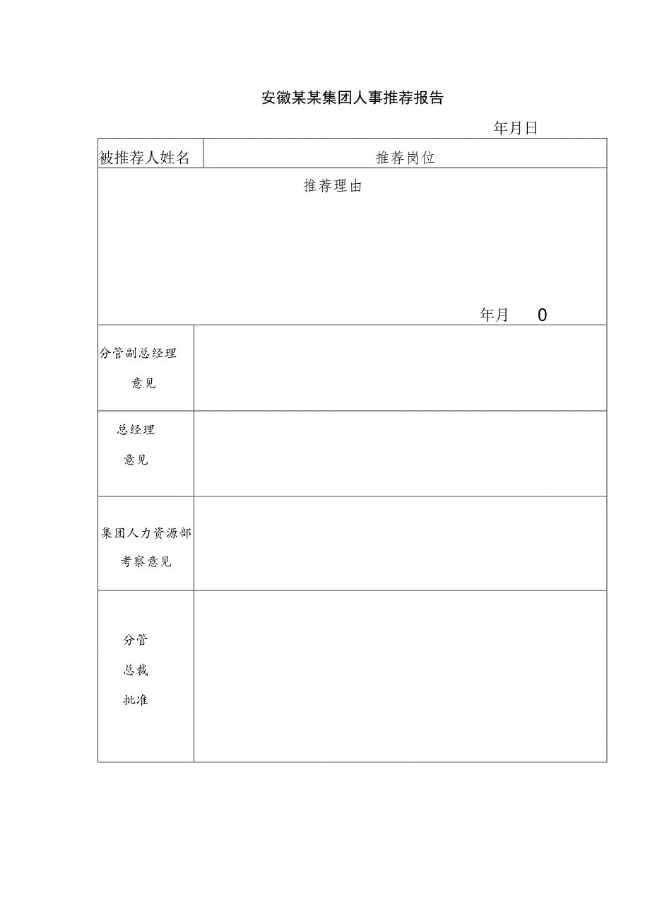 安徽某某集团人事推荐报告.docx_第1页