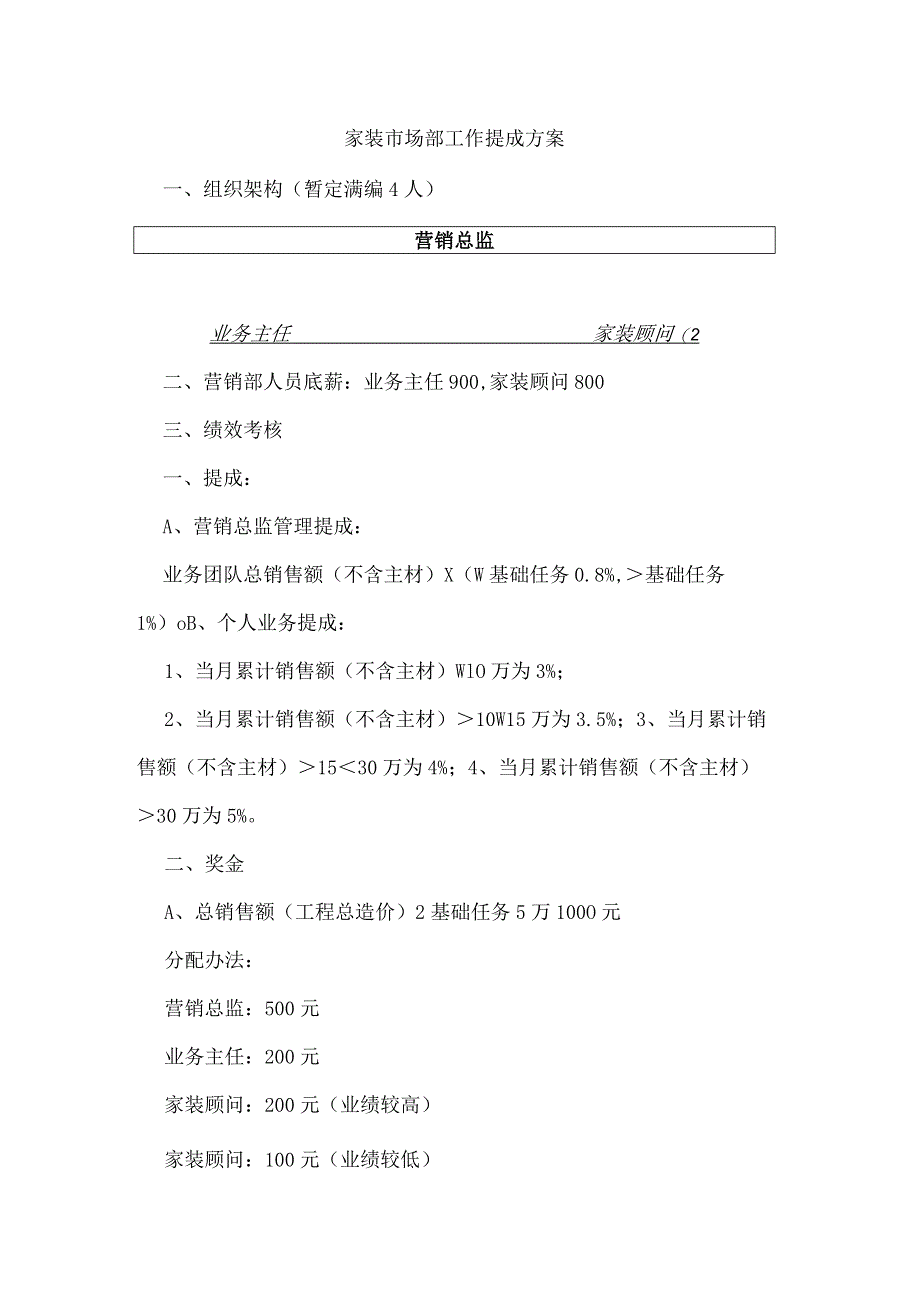 家装市场部工作提成方案.docx_第1页