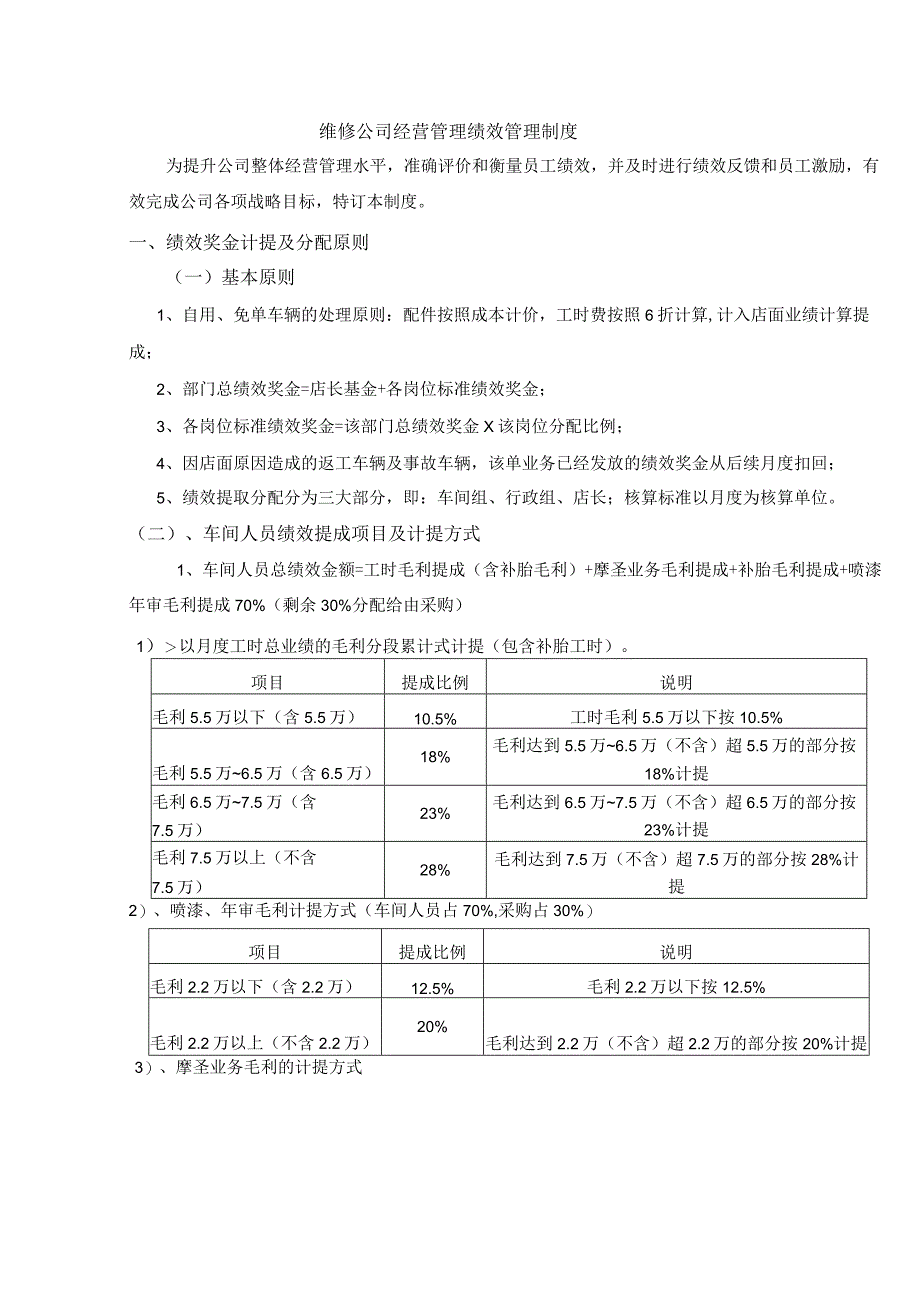 维修公司经营管理绩效管理制度.docx_第1页