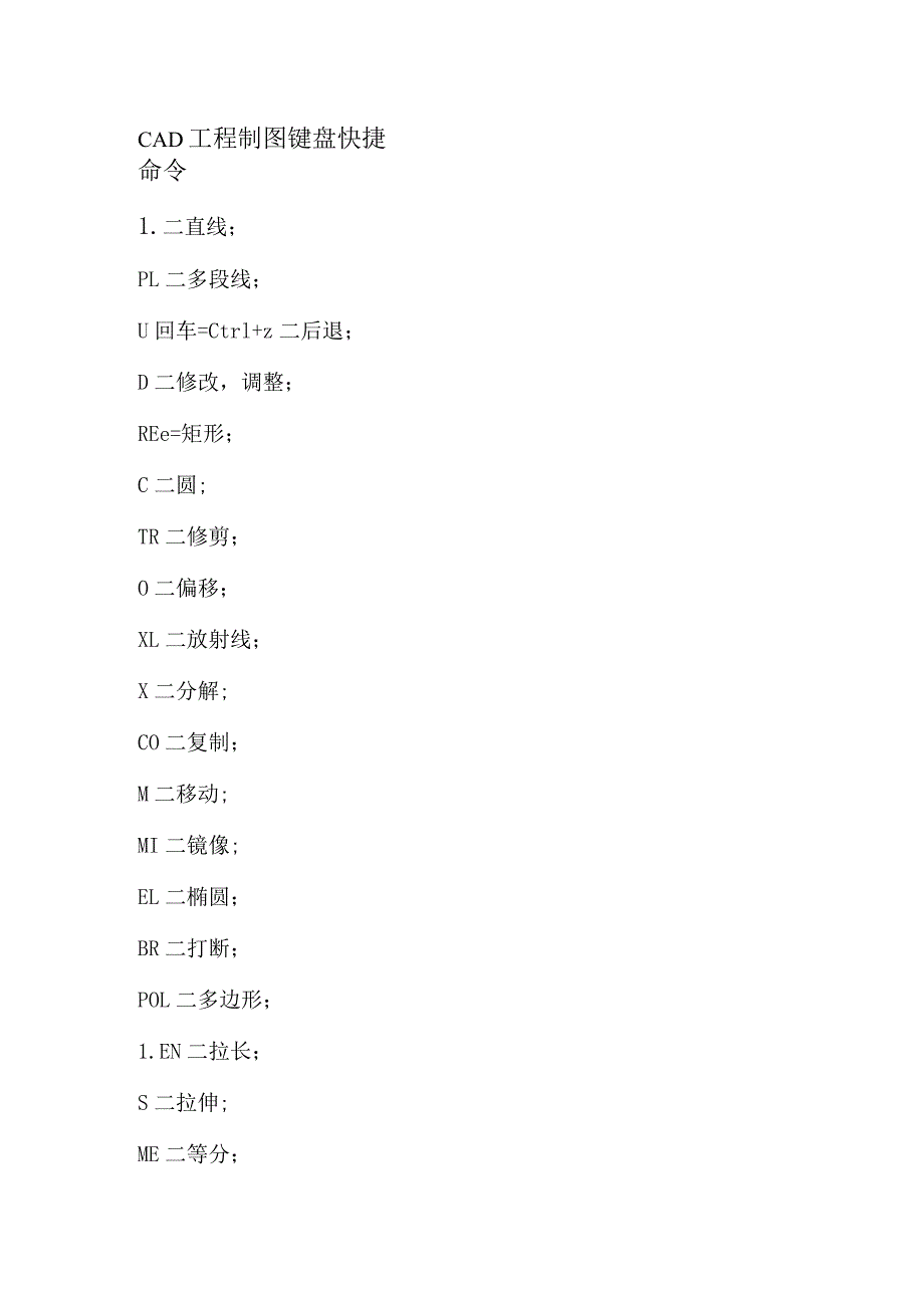 cad工程制图快捷命令.docx_第1页