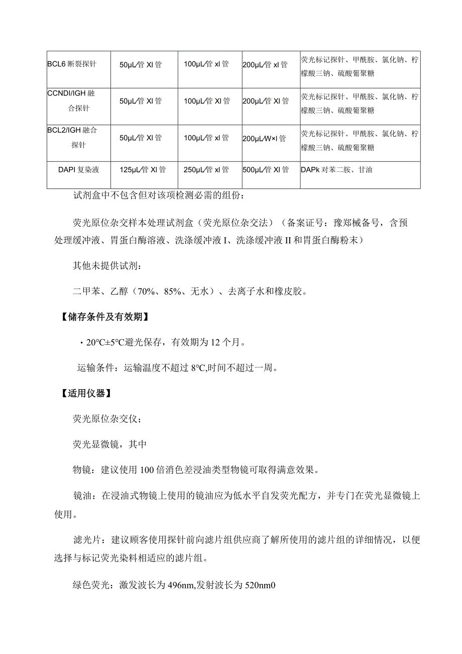 BCL6MYCCCND1IGHBCL2IGH基因探针试剂荧光原位杂交法说明书.docx_第2页