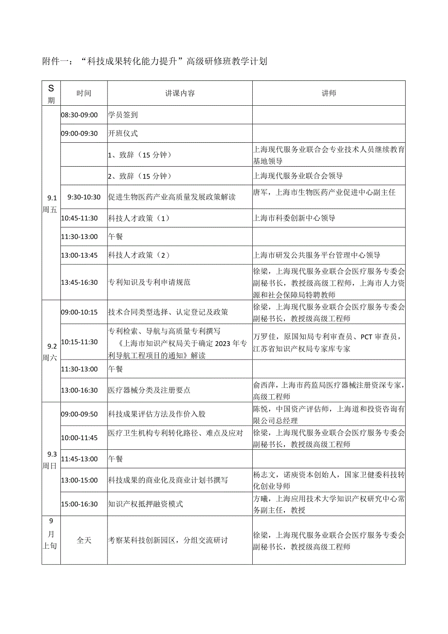 “科技成果转化能力提升”高级研修班教学计划.docx_第1页