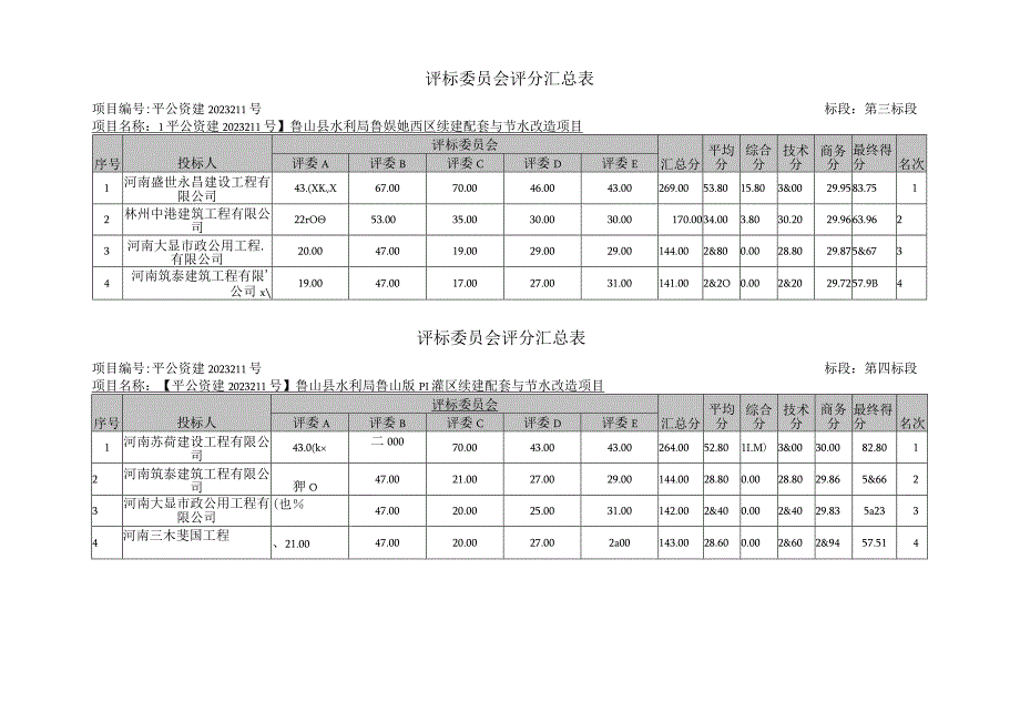 评标委员会打分汇总表.docx_第2页