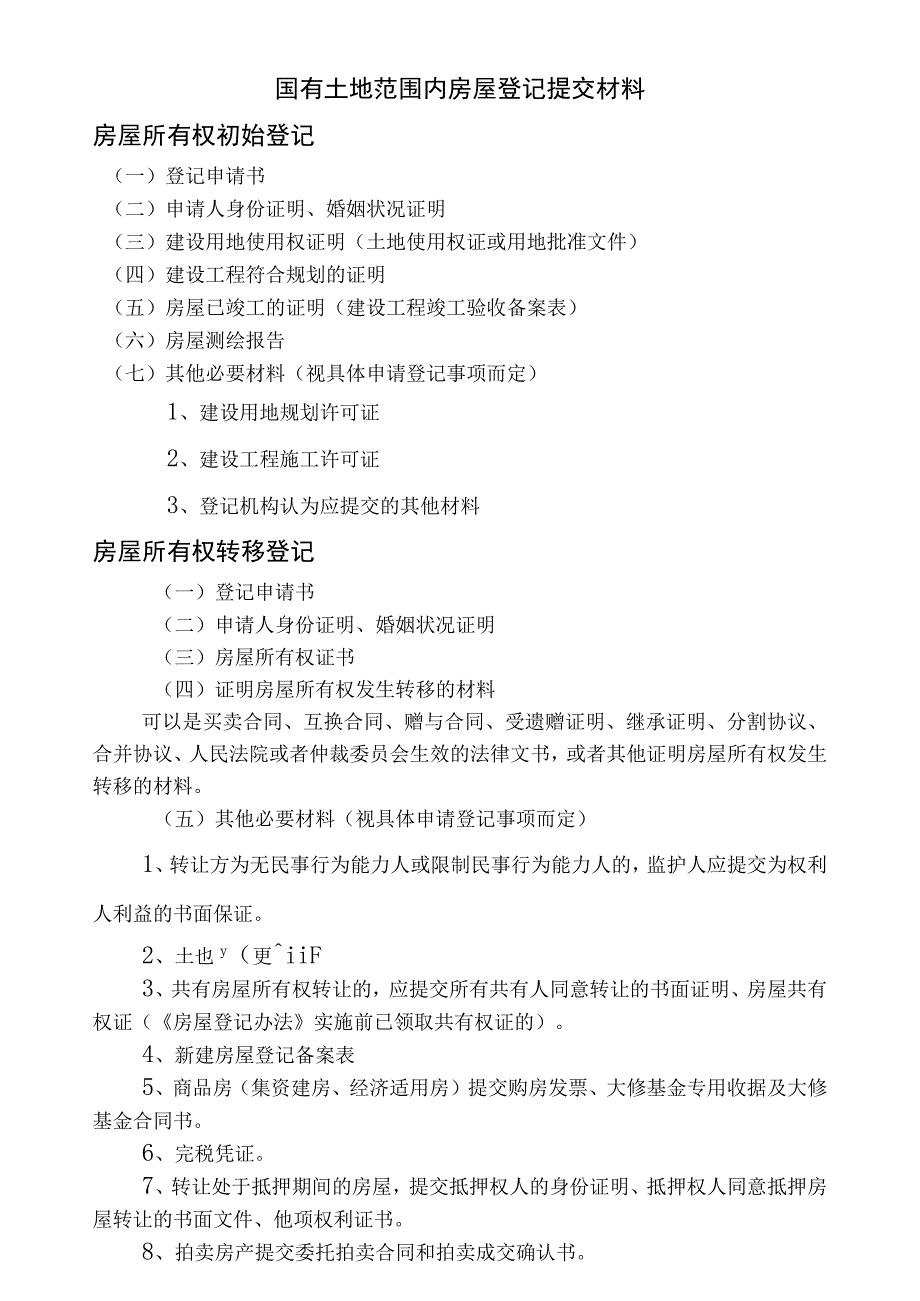 国有土地范围内房屋登记提交材料.docx_第1页