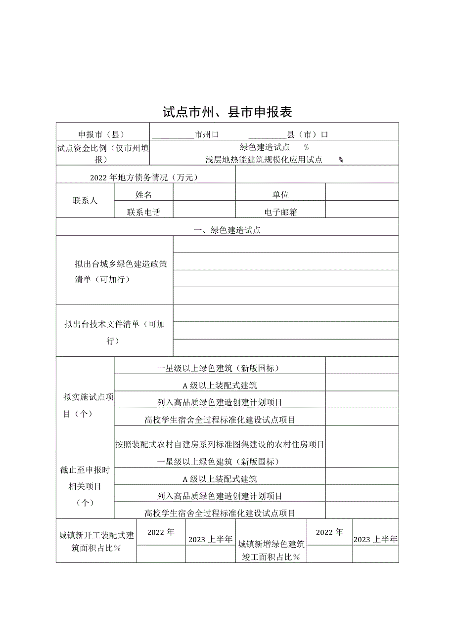 绿色建造与浅层地热能建筑规模化应用试点市州县市申报表、实施方案编制大纲、绩效目标表.docx_第1页