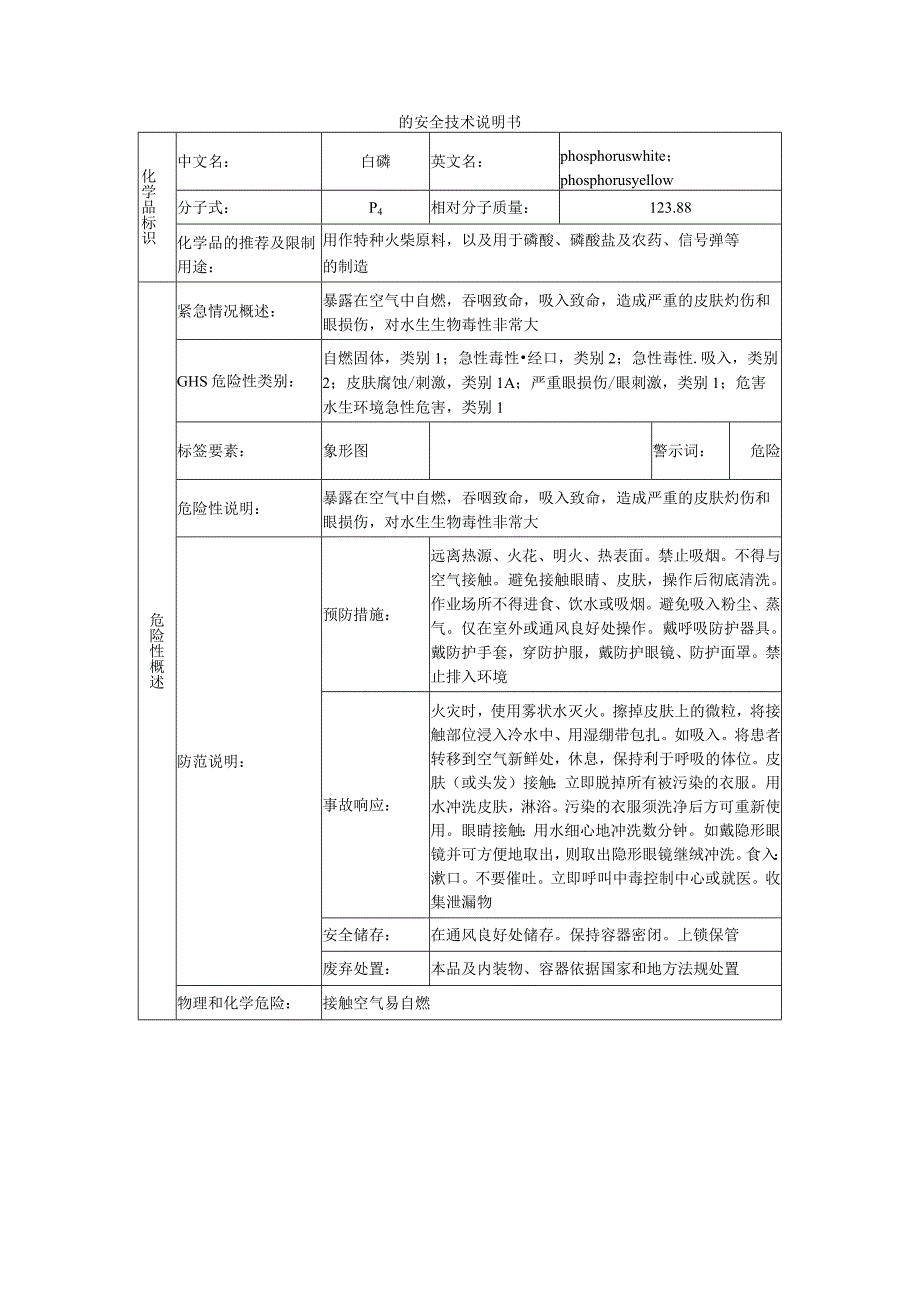 白磷安全技术说明书.docx_第1页