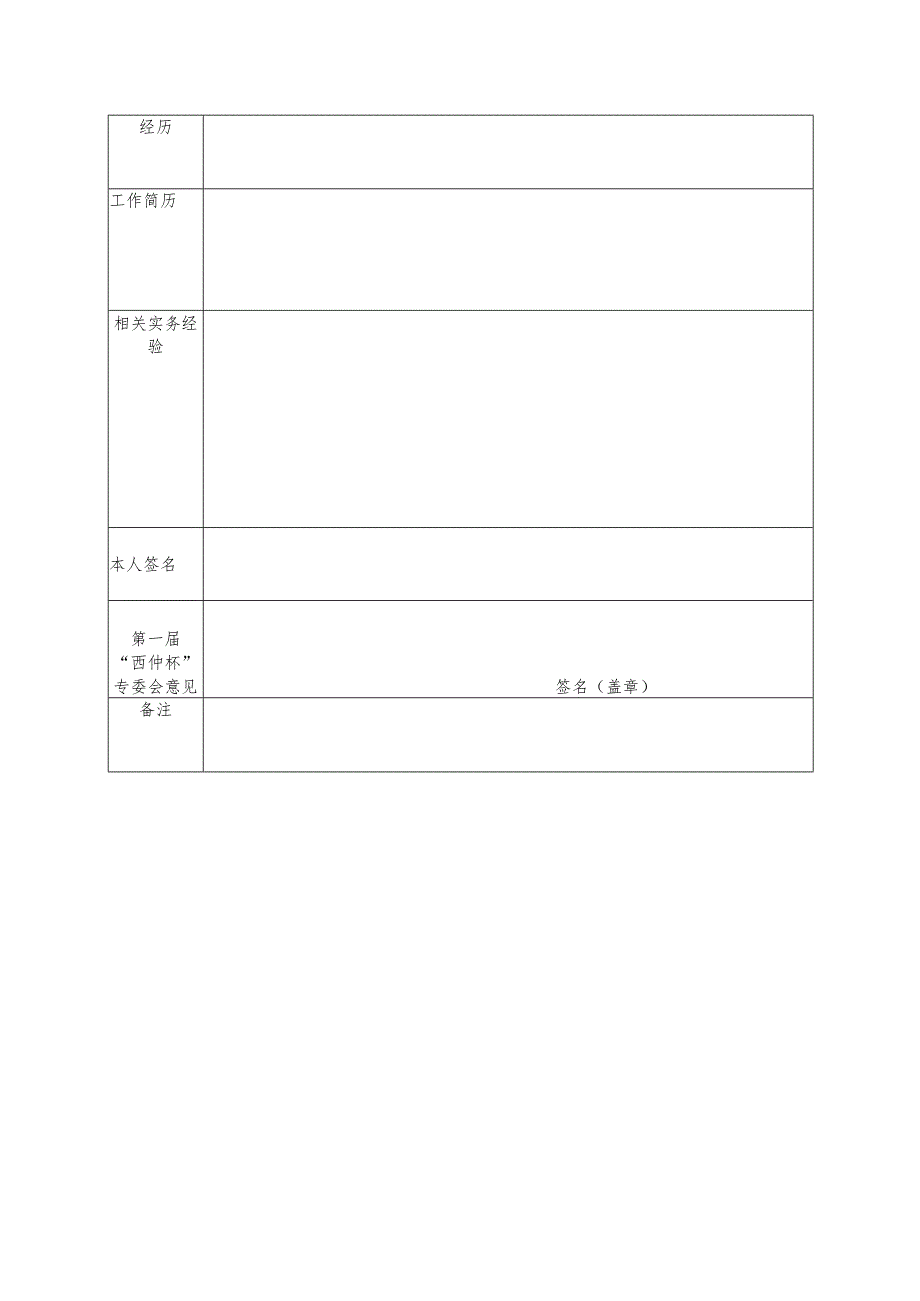 第一届“西仲杯”国际商事仲裁模拟仲裁庭竞赛评委仲裁员申请表.docx_第3页