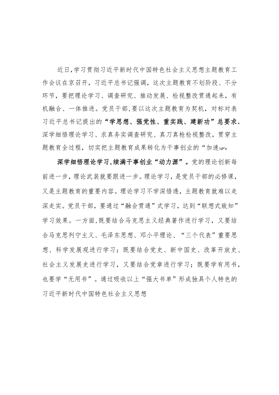 2023县处级领导干部“学思想、强党性、重实践、建新功”主题教育发言学习心得体会4篇.docx_第2页