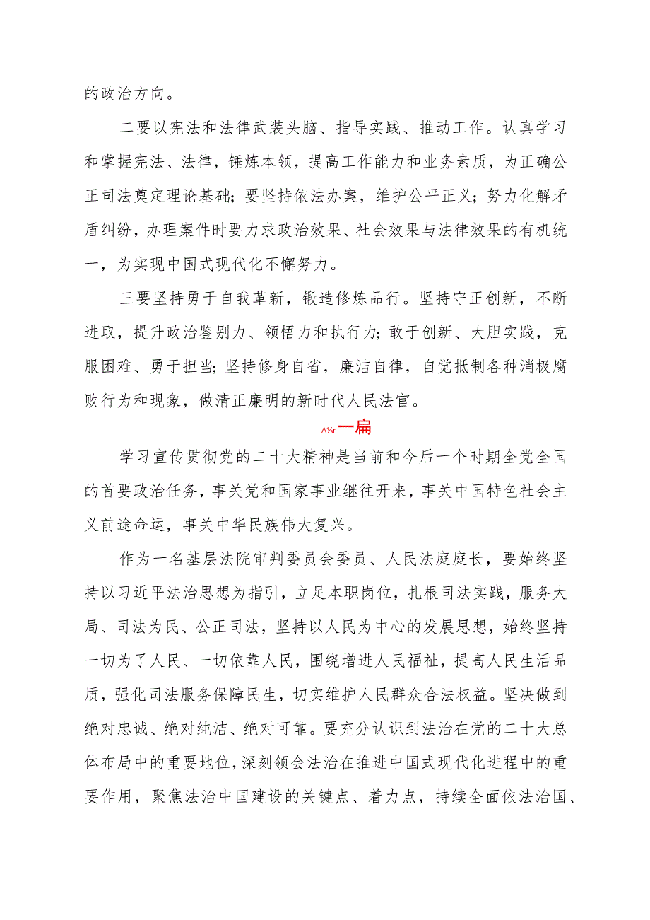 法院党员干部学习党的二十大报告依法治国专章精神心得体会.docx_第2页