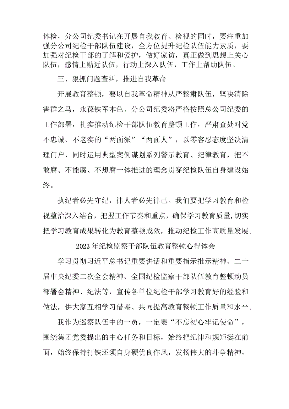 机关事业单位2023年纪检监察干部队伍教育整顿个人心得体会 （8份）.docx_第2页