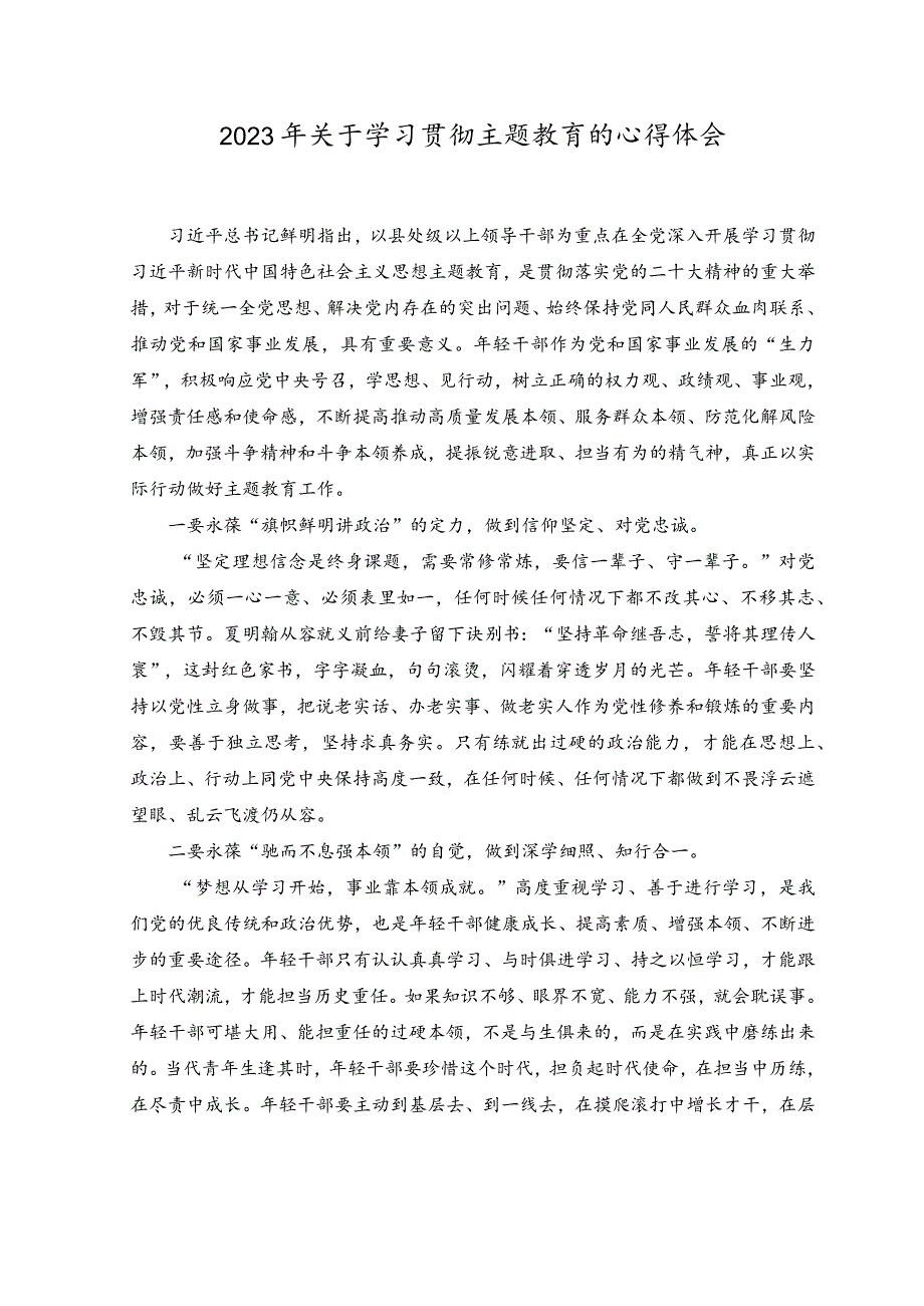 （5篇）2023年关于学习贯彻主题教育的心得体会、在公司学习贯彻主题教育工作会议上的动员讲话稿、主题教育党课讲稿.docx_第1页