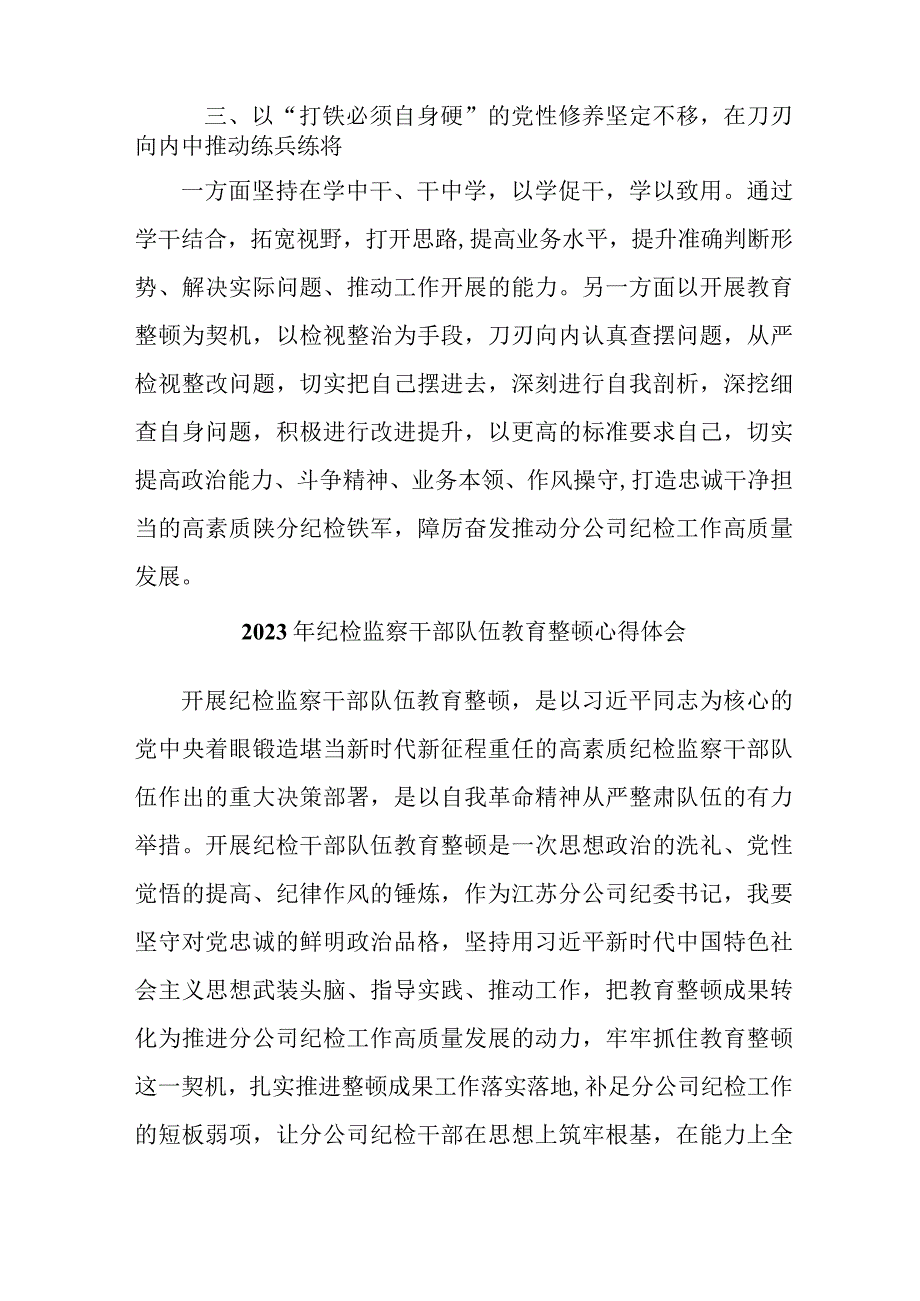 高等学院2023年纪检监察干部队伍教育整顿心得体会 （汇编9份）.docx_第3页