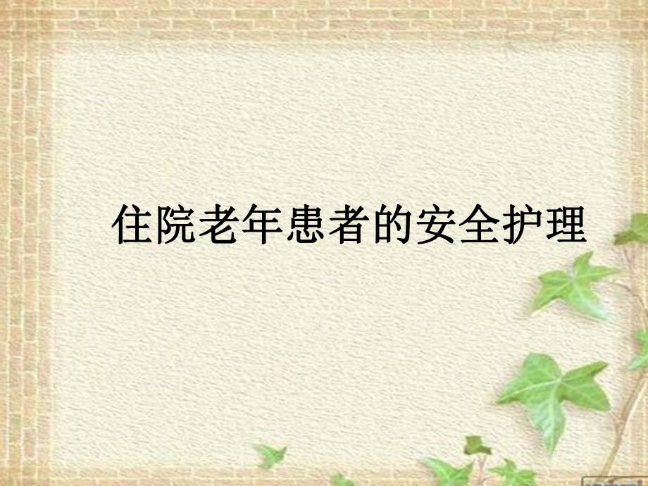 住院老患者的安全护理.ppt_第1页