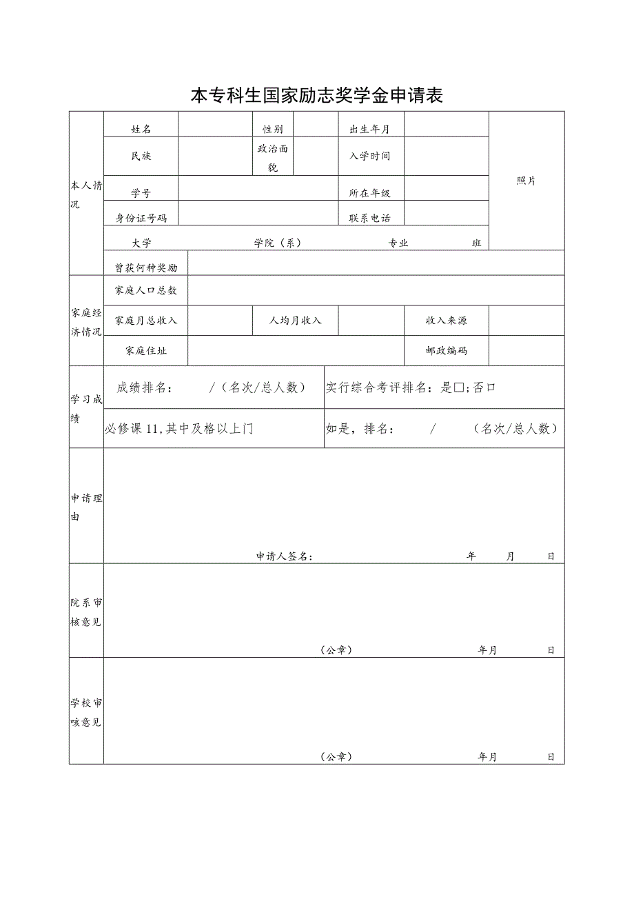 照片本专科生国家励志奖学金申请表.docx_第1页