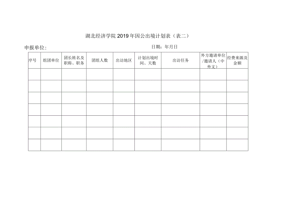 湖北经济学院2019年因公出国境计划表表一申报单位日期年月日.docx_第3页