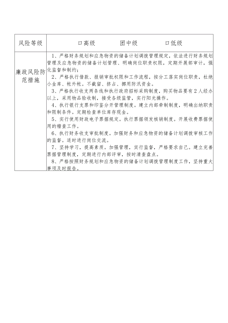 X县应急管理部门财务计划管理股干部个人岗位廉政风险点排查登记表.docx_第2页