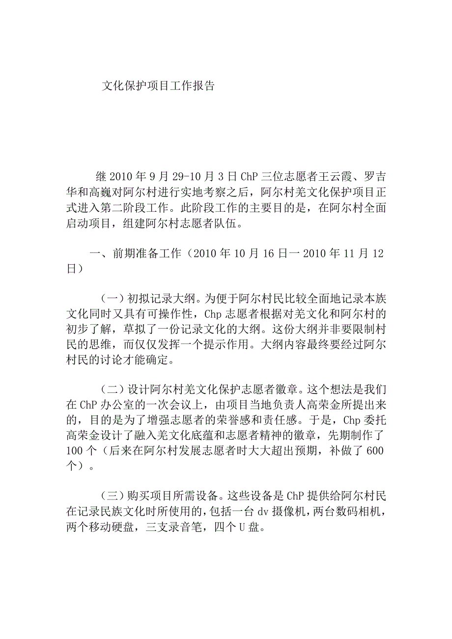 文化保护项目工作报告.docx_第1页