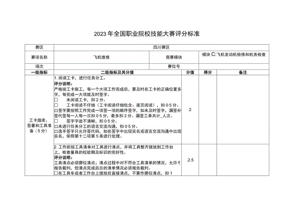 GZ072 飞机维修赛项正式赛卷模块C2评分标准-泵+活门-2023年全国职业院校技能大赛赛项正式赛卷.docx_第1页