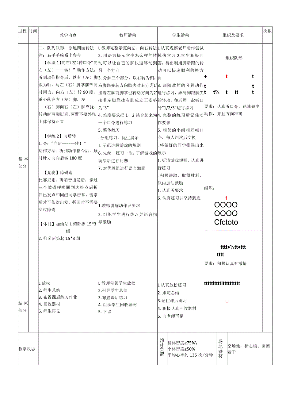 小学新课标水平四《队列队形原地转法》体育与健康教案.docx_第2页