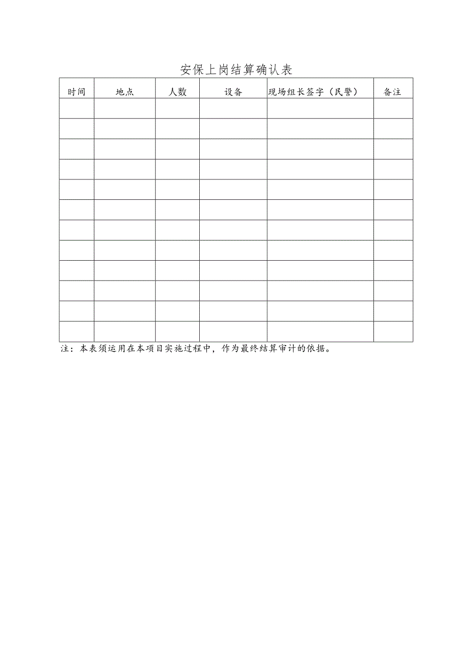 安保上岗结算确认表.docx_第1页