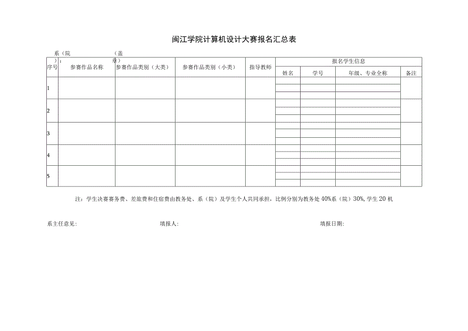 闽江学院计算机设计大赛报名统计表系别盖章填报人年月日.docx_第2页