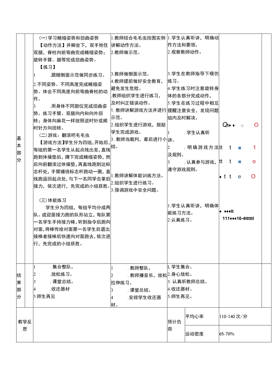 一年级下册水平一运动能力感知舞动的毛毛虫（蜷缩姿势和扭曲姿势）体育与健康教案.docx_第3页