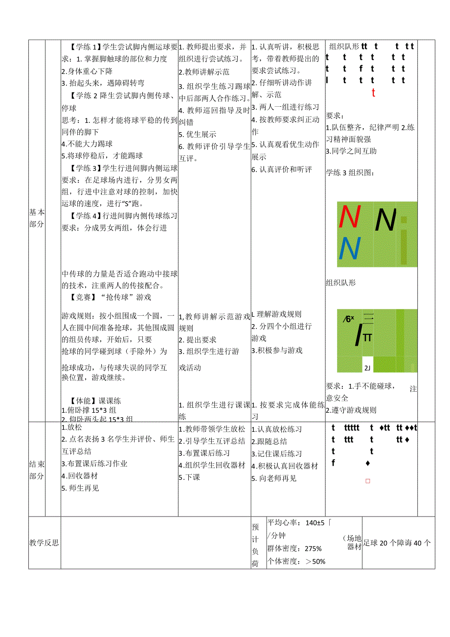 新课标水平二足球脚内侧传球、停球、运球体育与健康教案.docx_第3页