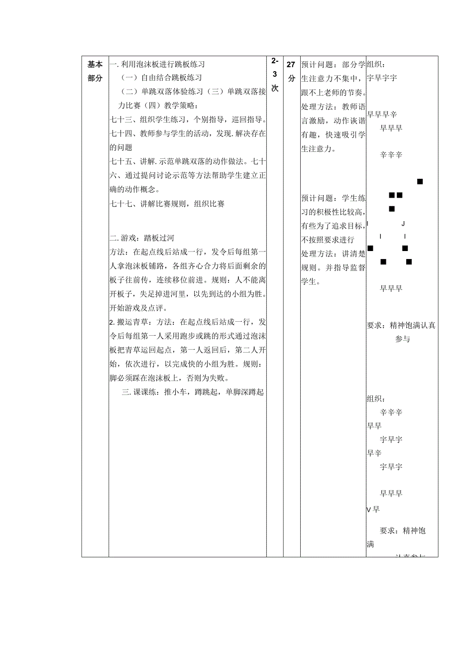 义务教育新课标三年级下学期水平二各种方式的单跳双落与游戏体育与健康课时计划.docx_第2页