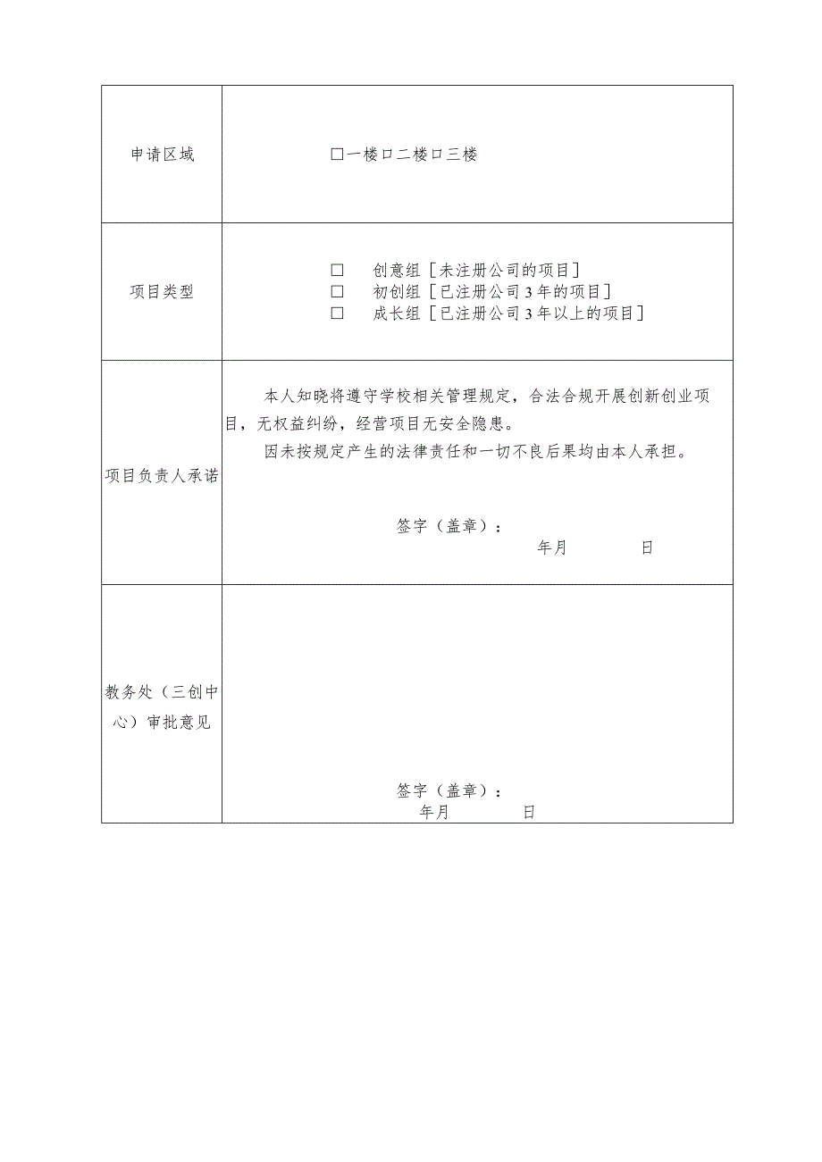 大学生创业项目入驻申请表.docx_第2页