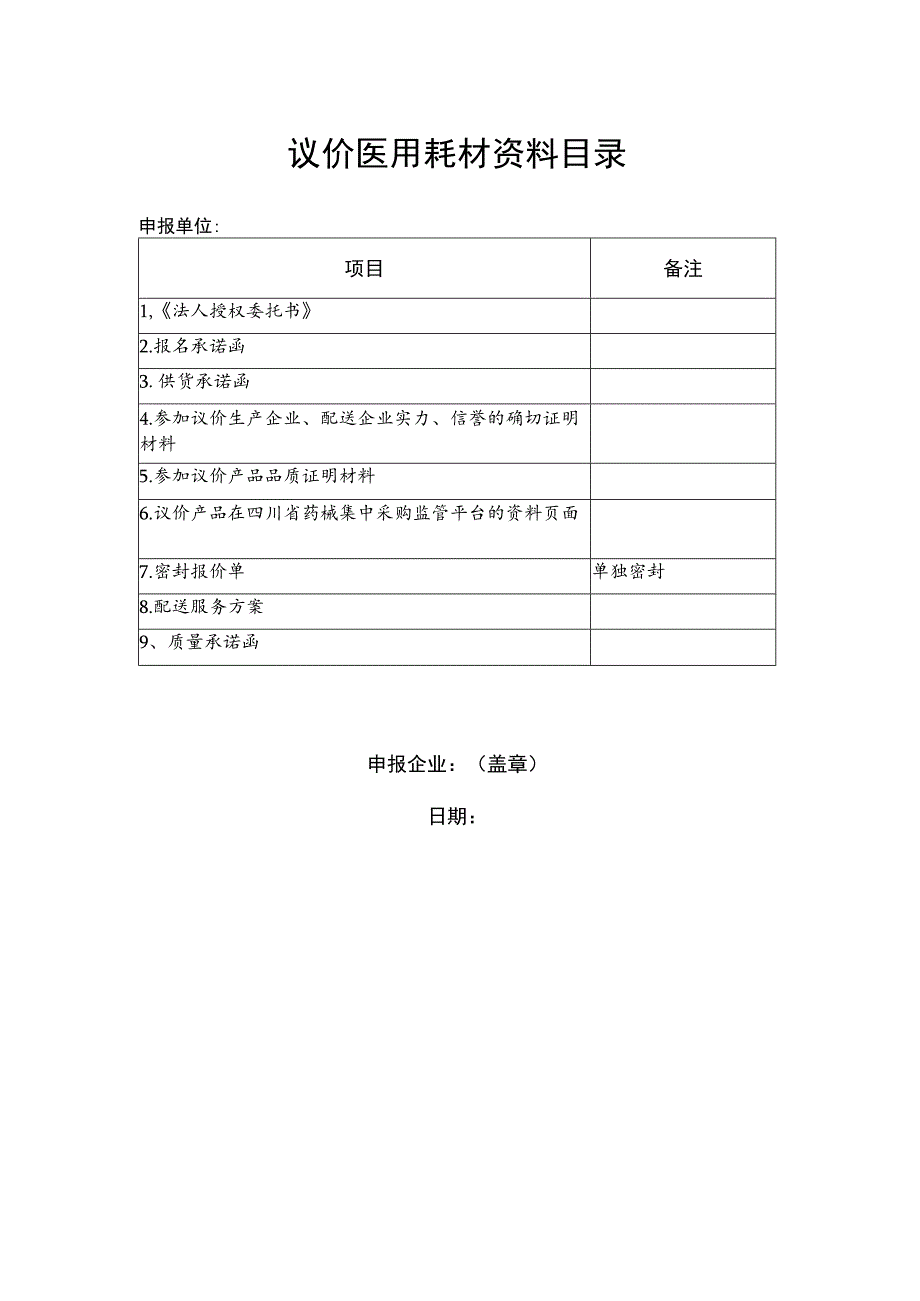 议价医用耗材资料目录.docx_第1页