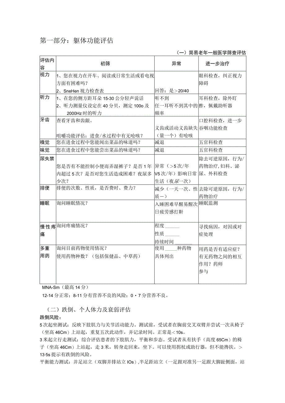 第一部分躯体功能评估一简易老年一般医学筛查评估.docx_第1页