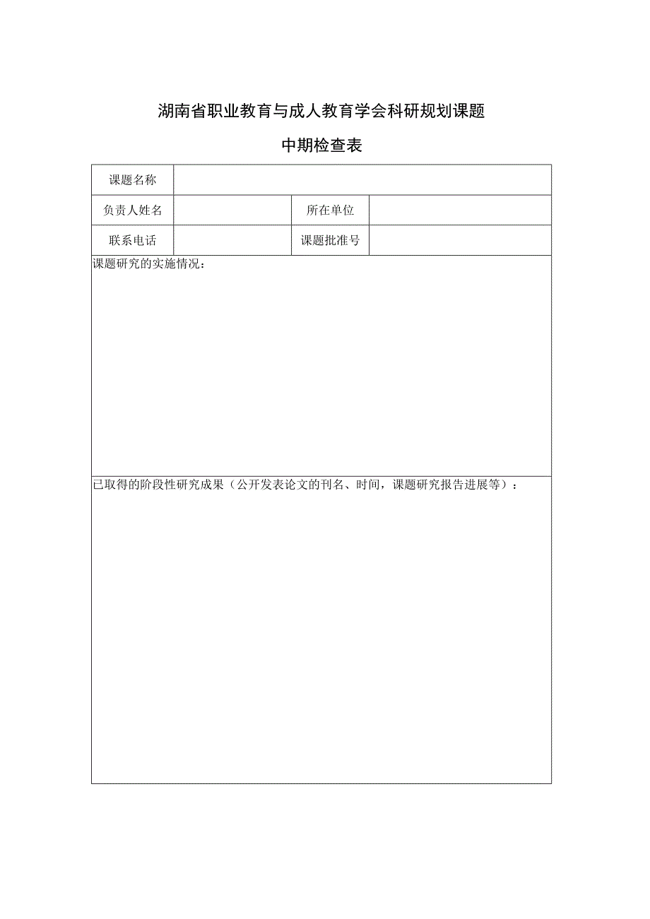湖南省职业教育与成人教育学会科研规划课题中期检查表.docx_第1页