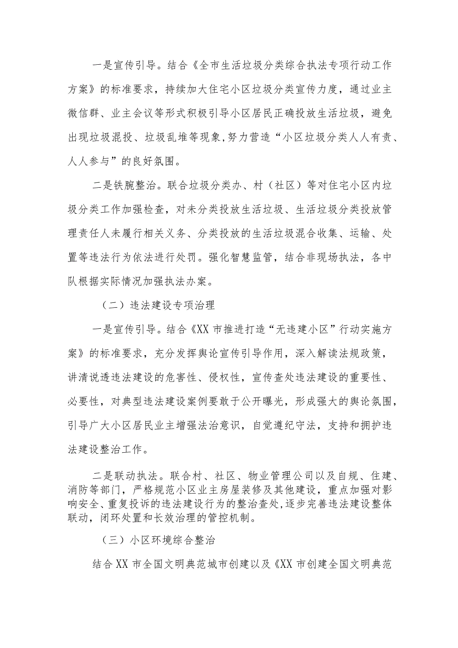 XX区综合行政执法局2023年执法进小区专项整治工作方案.docx_第2页