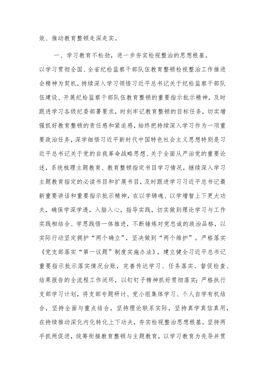 纪检监察干部2023传达学习贯彻教育整顿检视整治工作推进会精神发言材料范文.docx_第2页