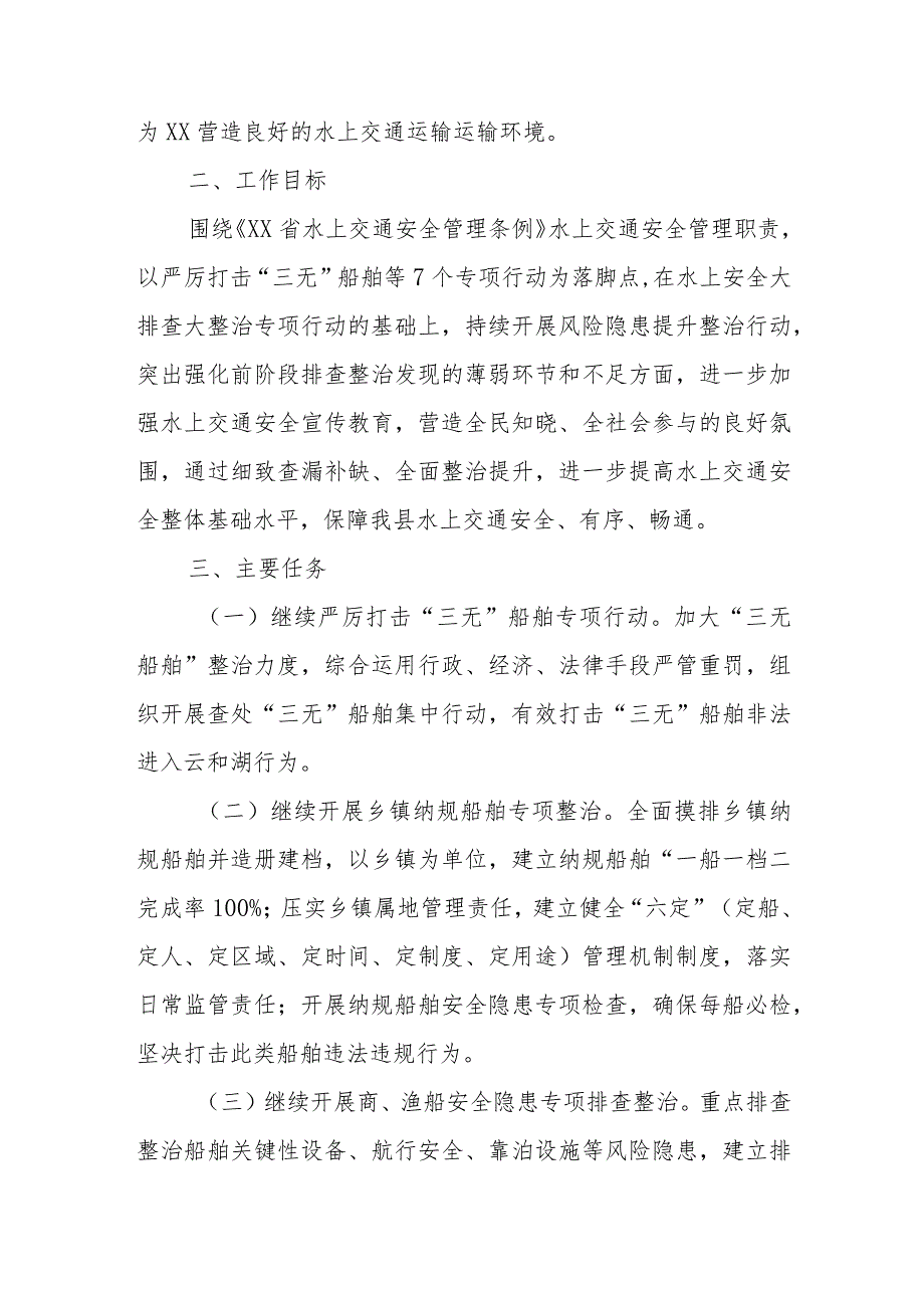 XX县水上安全（交通运输领域）风险隐患大排查大整治提升攻坚行动方案.docx_第2页