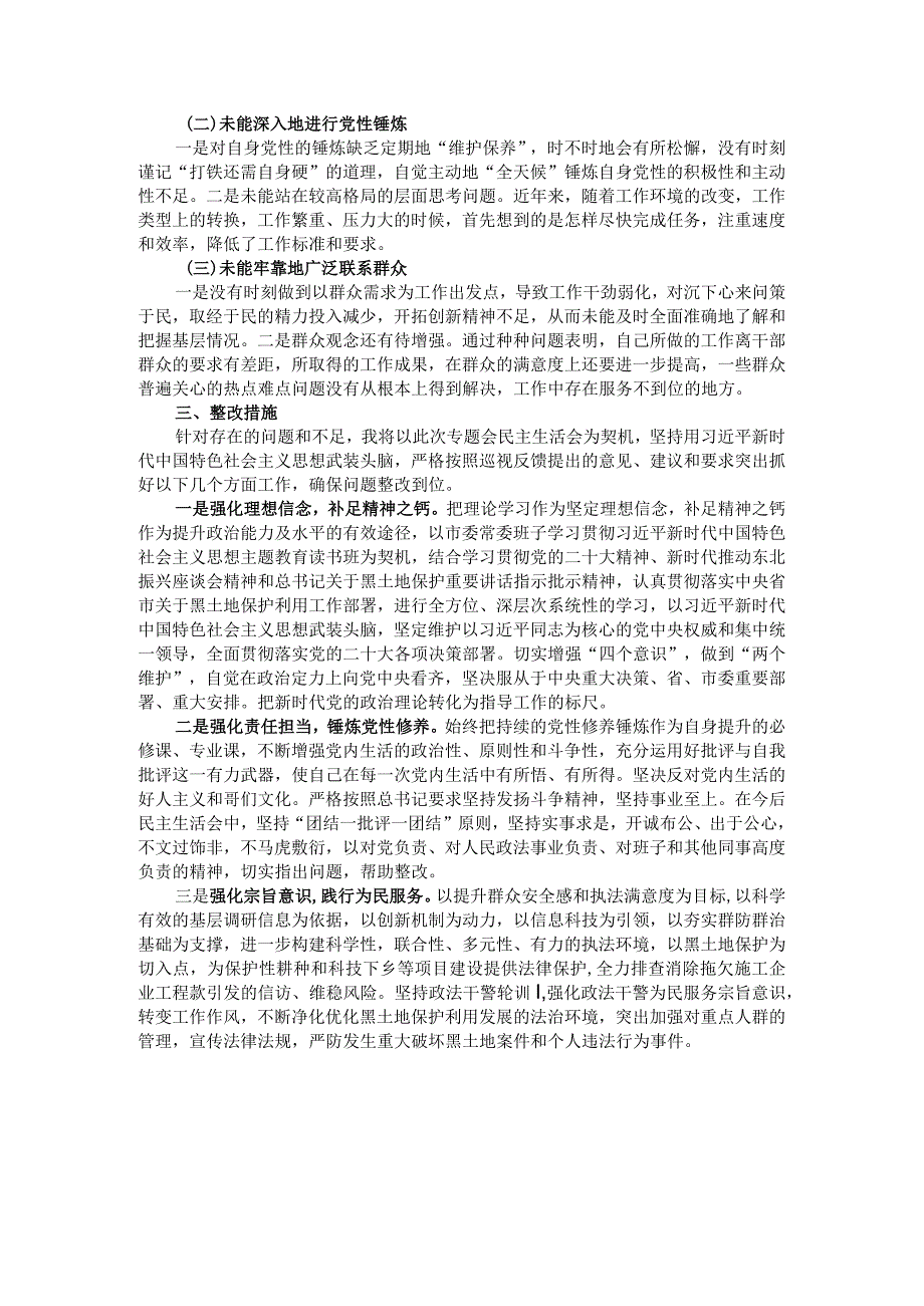 市委班子成员2023年巡察整改专题民主生活会个人发言提纲 .docx_第2页