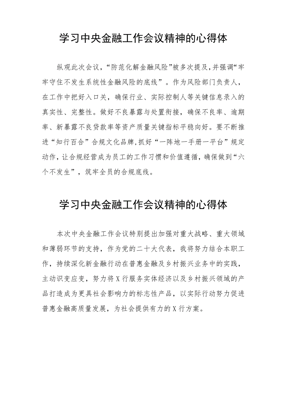 学习2023年中央金融工作会议精神的心得体会分享发言四十二篇.docx_第2页