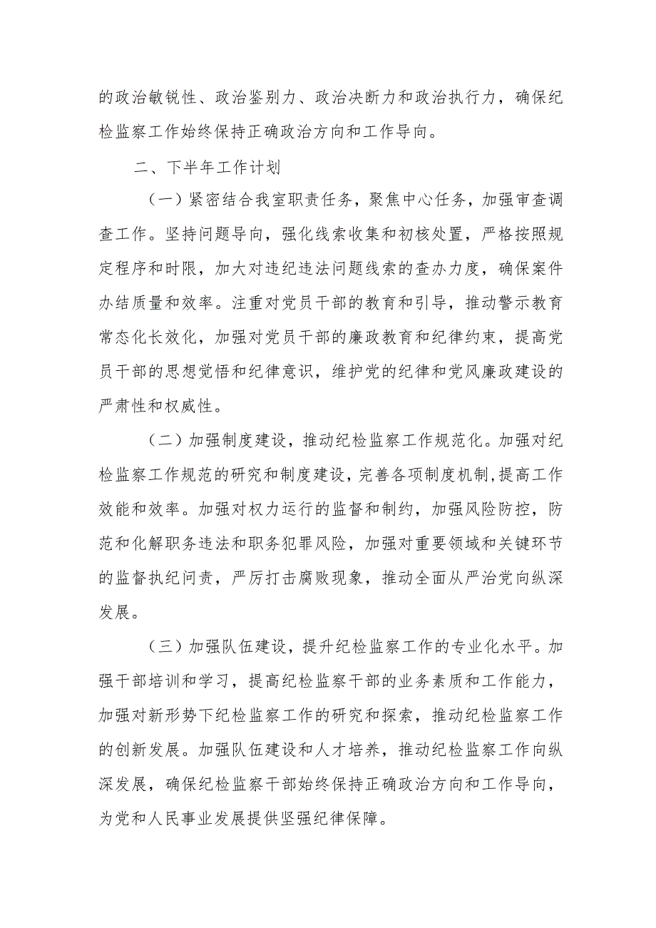 某县纪委监委纪检监察室2023年上半年工作总结及下半年工作计划.docx_第3页