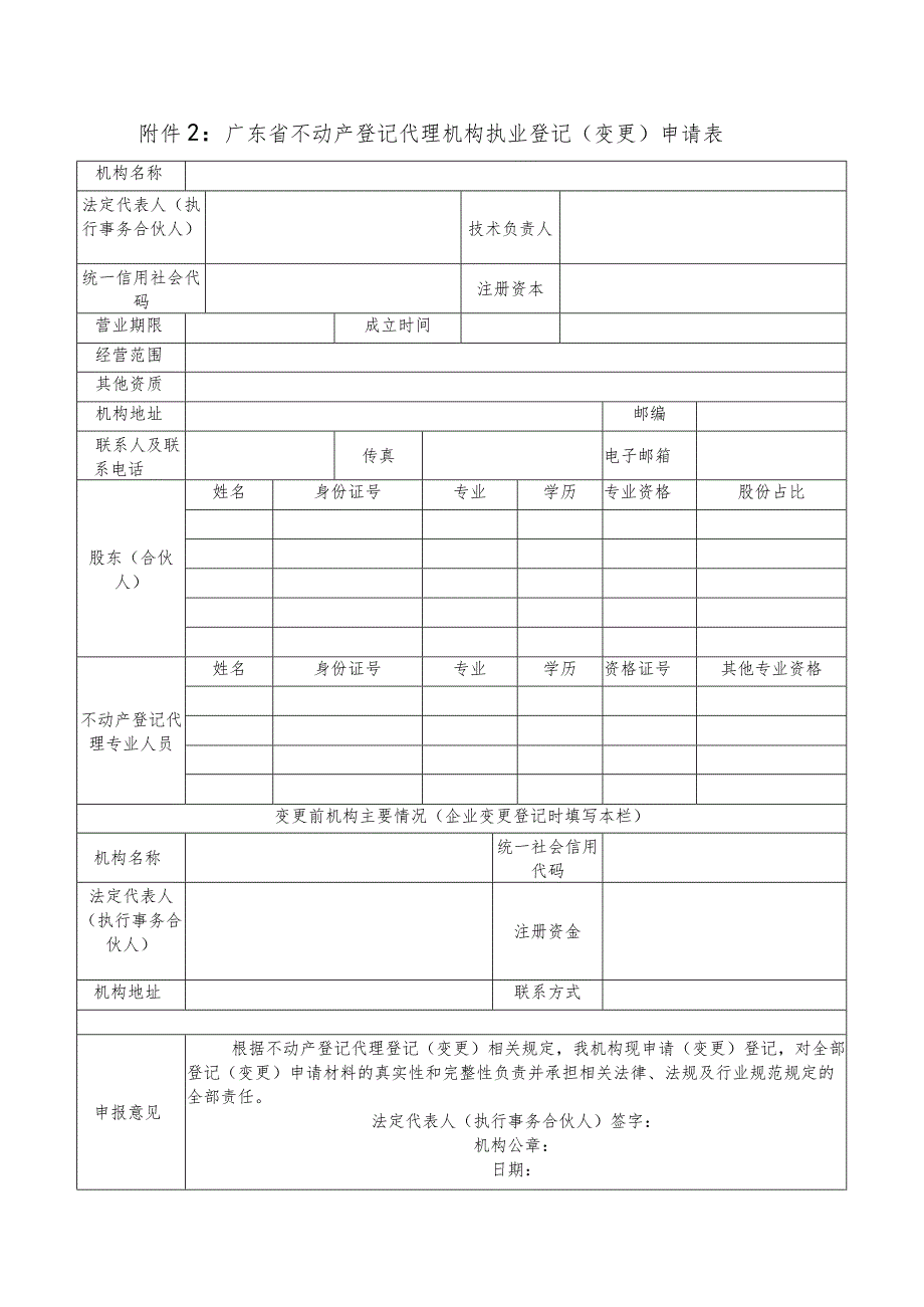 2023年度广东省不动产登记代理机构及不动产登记代理专业人员执业登记年度考评申请表.docx_第2页