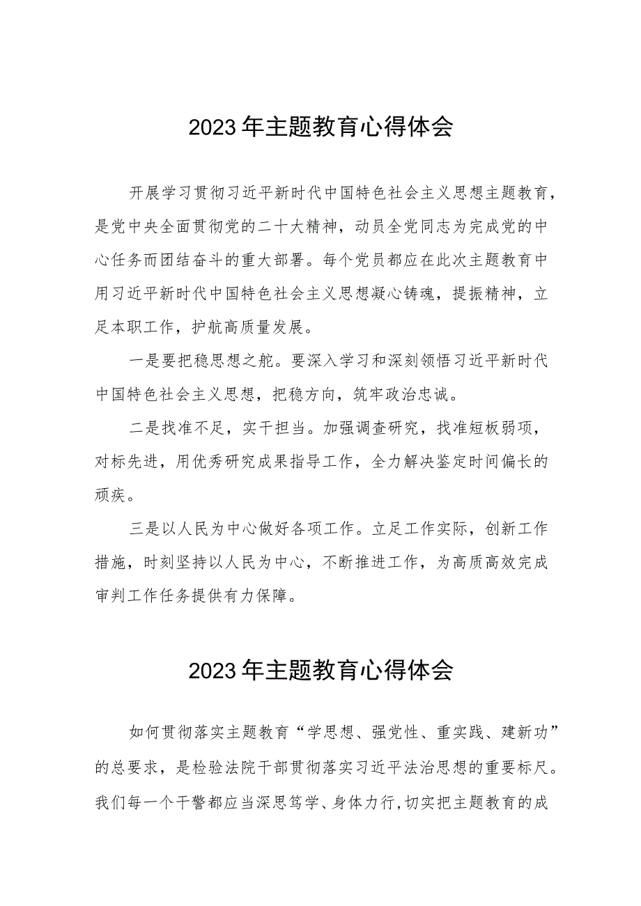 2023年法院关于主题教育心得体会(五篇).docx_第1页