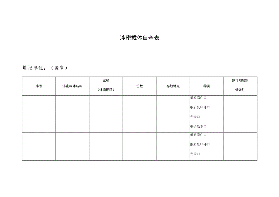 涉密载体自查表.docx_第1页