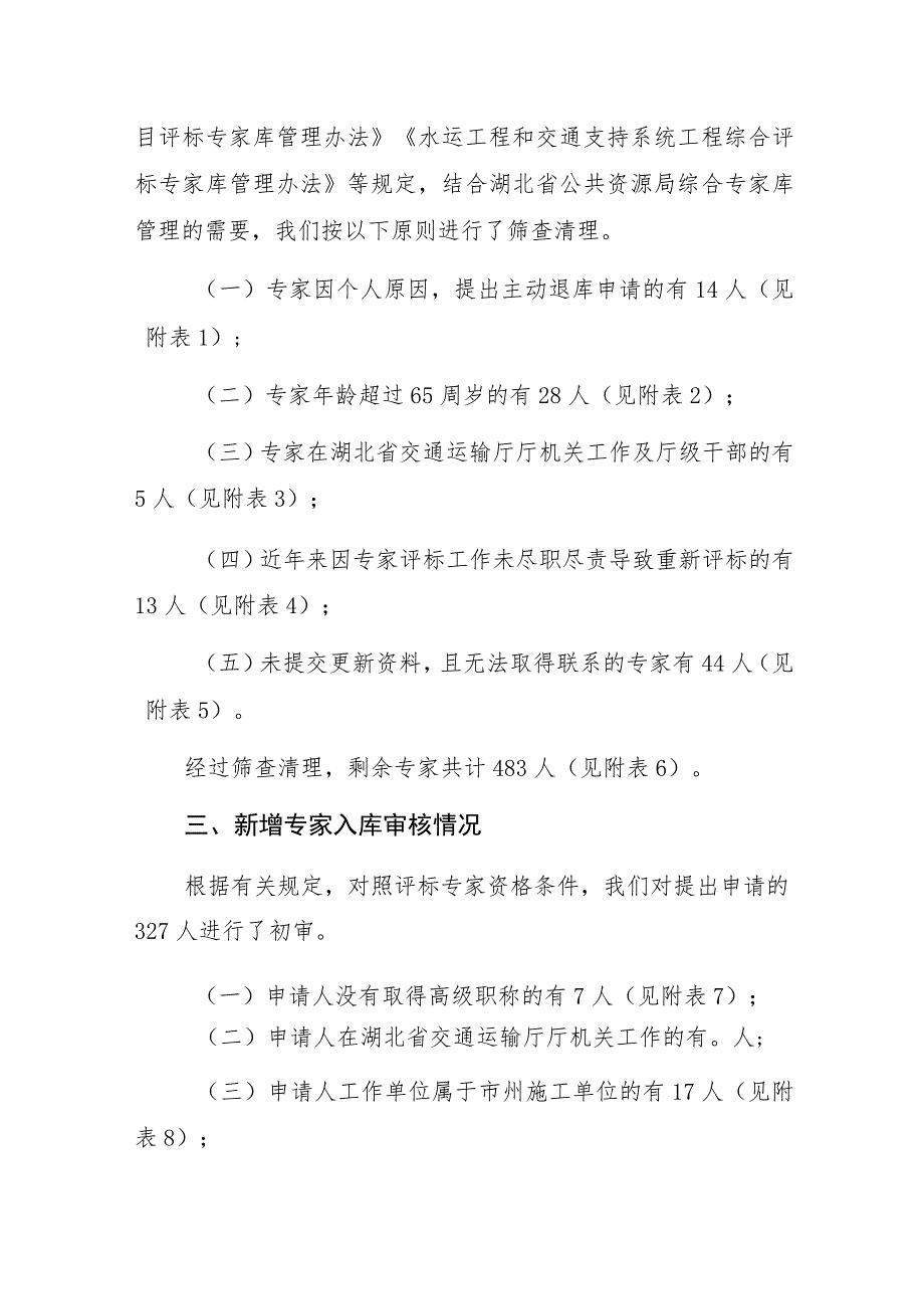 关于增补更新湖北省交通行业评标专家有关情况的报告.docx_第2页