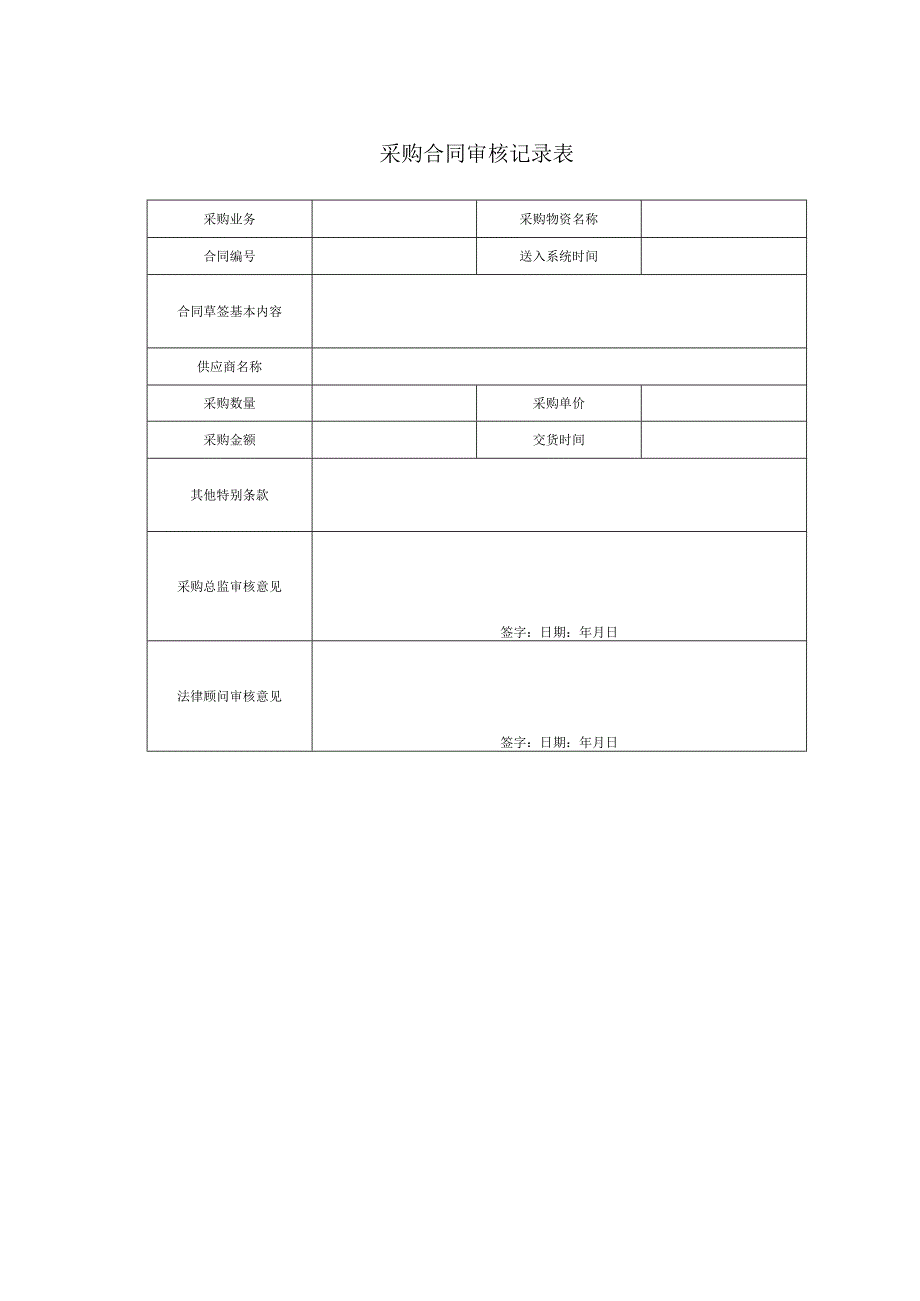 采购合同审核记录表.docx_第1页