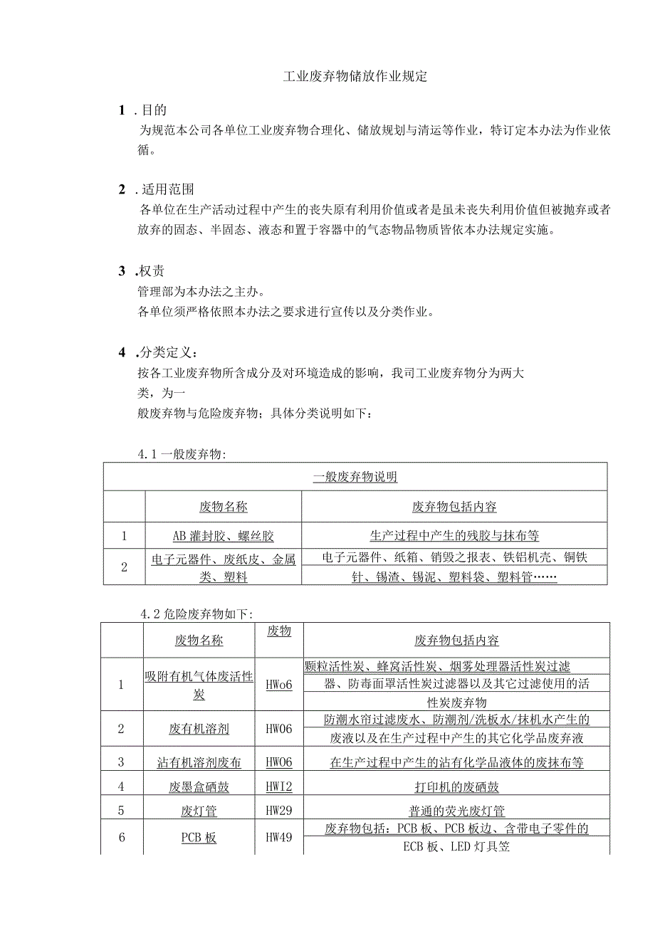 工业废弃物储放作业规定工业废弃物分类与清运结算办法.docx_第1页